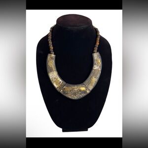 Vintage Tribal Horn and Brass elephant necklace - MCM